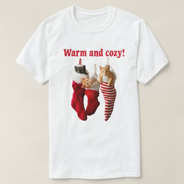 T-shirt Chatons de Noël dans les bas (Design devant)