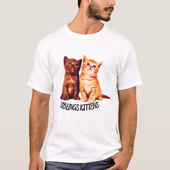 T-shirt Chatons frères et soeurs, deux chats mignons (Devant)