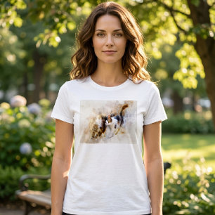 T-shirt Chats à l'aquarelle se câlinant dans l'art abstrai