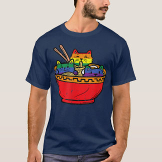 T-shirt Chats à Ramen Anime Food LGBTQ Rainbow Flag Gay Pr