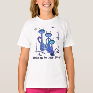 T-shirt Chats Aliens amusants   Emmenez-Nous Sur Votre Lit