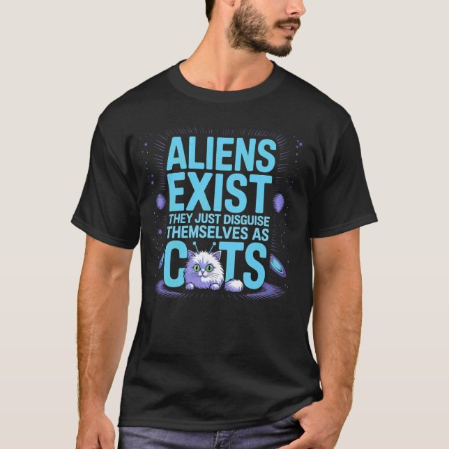 T-shirt Chats aliens drôles de l'espace extra-atmosphériqu (Devant)