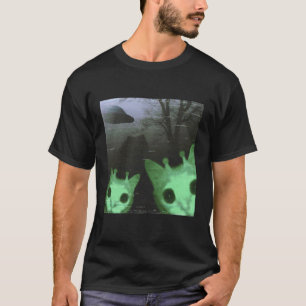 T-shirt Chats Aliens UFO Drôle Effrayant Chat Mèmes Cadeau