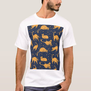 T-shirt Chats amusants, étoiles, motif spatial.