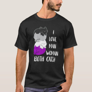 T-shirt Chats asexués J'aime Homme Femme Ace Kitty Asexual