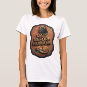 T-shirt Chats avant humains Or frais Design moderne