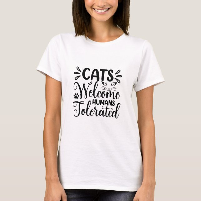 T-shirt Chats Bienvenue humain toléré (Devant)