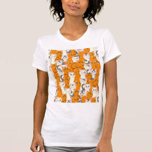 T-shirt Chats blancs et gingembre motif yeux verts yeux bl