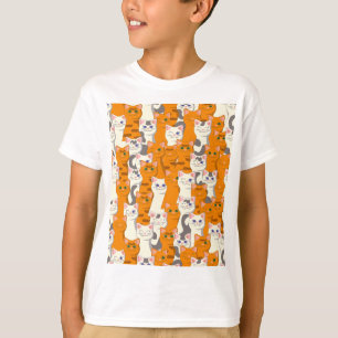 T-shirt Chats blancs et gingembre motif yeux verts yeux bl