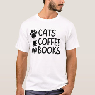 T-shirt Chats, Café et Chemise de livres, pour amoureux de