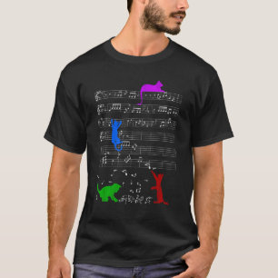 T-shirt Chats Colorés Mignons Notes De Musique Clé De Musi