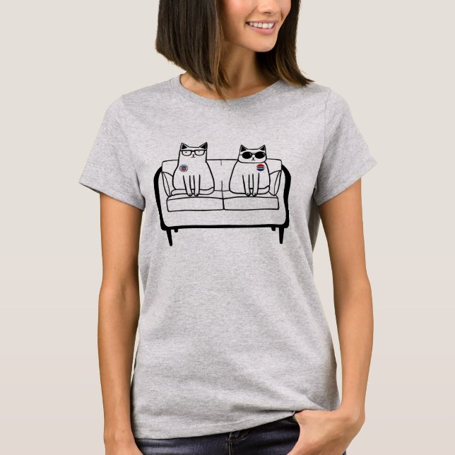 T-shirt Chats cool sur un canapé - VOTE - Harris Walz (Devant)