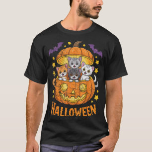 T-shirt Chats Dans Citrouille Mignons Chats Halloween Drôl