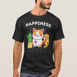T-shirt Chats de bonheur Plantes Pizza Drôle