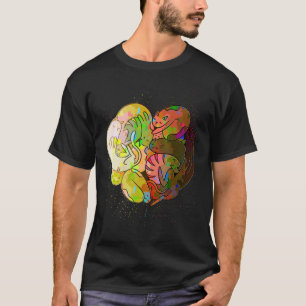 T-shirt Chats de cœur de chat éclaboussés de peinture colo