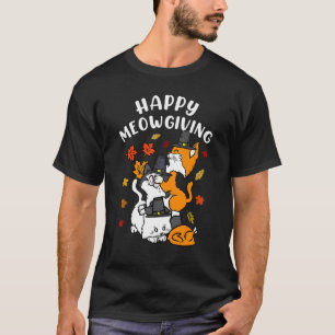 T-shirt Chats de dinde d'automne de Meowgiving heureux