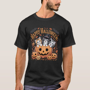 T-shirt Chats de Happy Halloween dans une citrouille avec