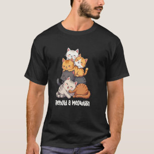 T-shirt Chats de Meowtain Mignons Design Empilé Heureux