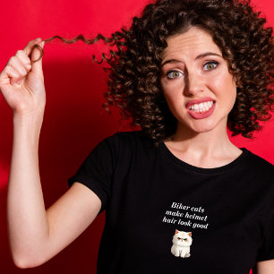T-shirt Chats de moto rendre les cheveux de casque apparen