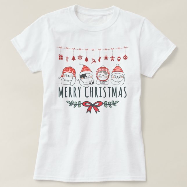 T-shirt Chats de Noël (Design devant)