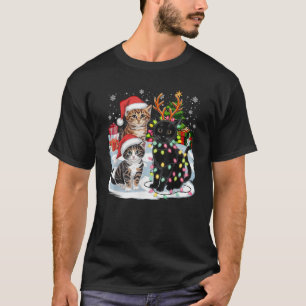T-shirt Chats de Noël amusants Père Noël Casquettes Noël F