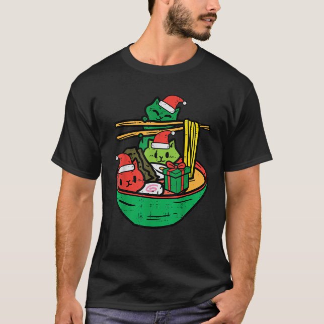 T-shirt Chats de Noël Ramen Xmas nouilles japonaises Femme (Devant)