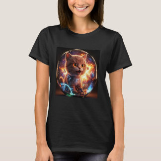 T-shirt Chats de skateboard cool dans des galaxies avec Ex
