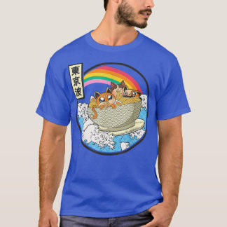 T-shirt Chats de surf manger Ramen Bowl Japonais Waves Kaw