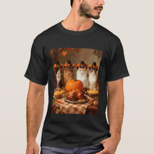 T-shirt Chats de Thanksgiving Dîner Fête Vintage Automne H