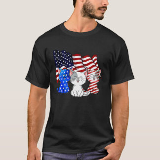 T-shirt Chats Drapeau Américain 4 Juillet