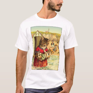 T-shirt Chats drôles à la plage - Louis Wain