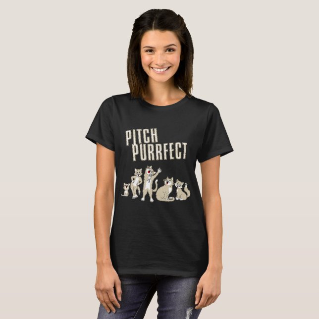 T-shirt Chats drôles de chant de Purrfect de lancement (Devant entier)