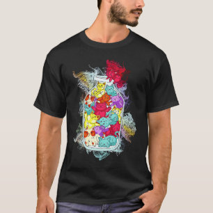 T-shirt Chats éclaboussés d'eau Bouteille Chat Mignon Chat
