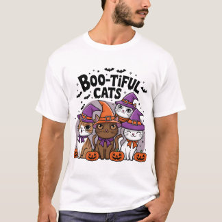 T-shirt Chats éffrayants et Citrouilles