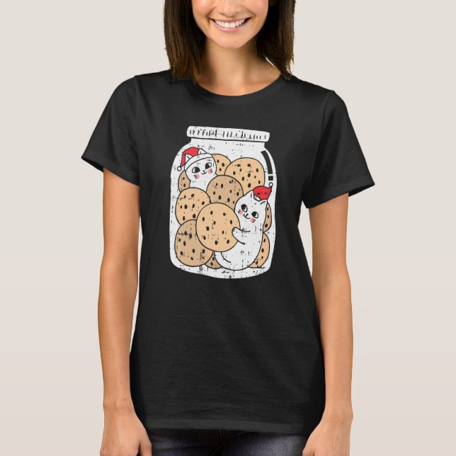 T-shirt Chats En Jar De Noël Cookie Pajama Cute Kitten Ki (Devant)