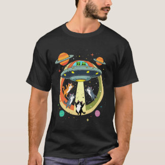 T-shirt Chats enlèvement extraterrestre OVNI soucoupe vola