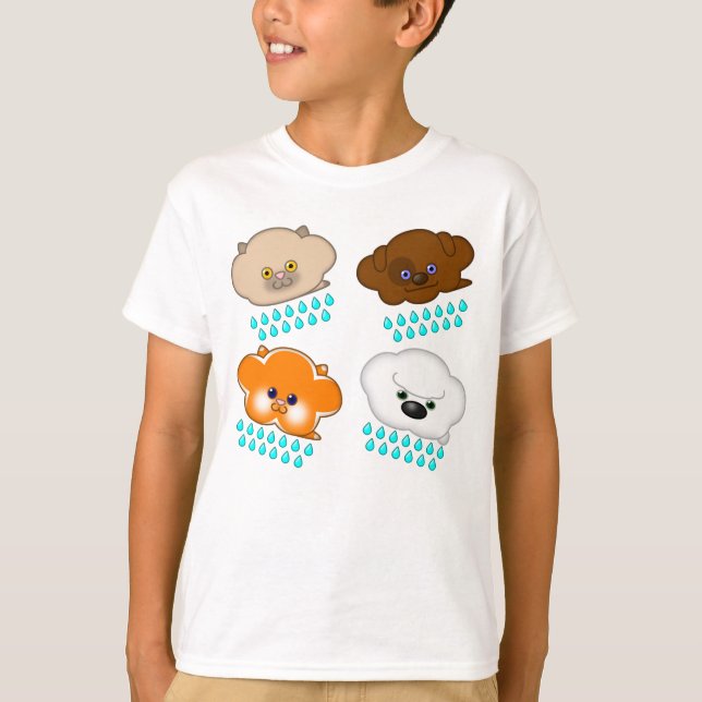 T-shirt Chats et chiens en pluie (Devant)