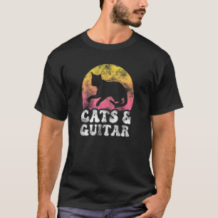 T-shirt Chats et Guitare Vintage Retro Hobby
