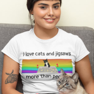 T-shirt Chats et mâchoires plus que les gens puzzle amusan