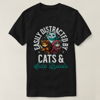 T-shirt Chats Et Quêtes Secondaires Drôle RPG Chats