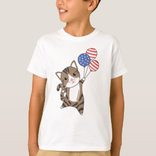 T-shirt Chats Funny Chat 4 juillet drapeau américain