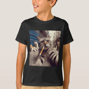 T-shirt Chats Gangster Rues Chats Selfie Drôle Mème Humour