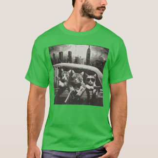 T-shirt Chats Gangsters Voiture New York Mème Drôle Humorh
