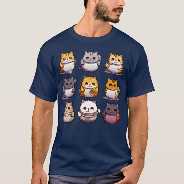 T-shirt Chats gras mignons et amis drôle (Devant)