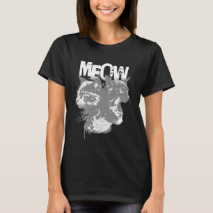 T-shirt Chats gris miaulent onomatopée japonaise