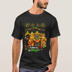 T-shirt Chats heureux cinco de mayo drôle de fête mexicain