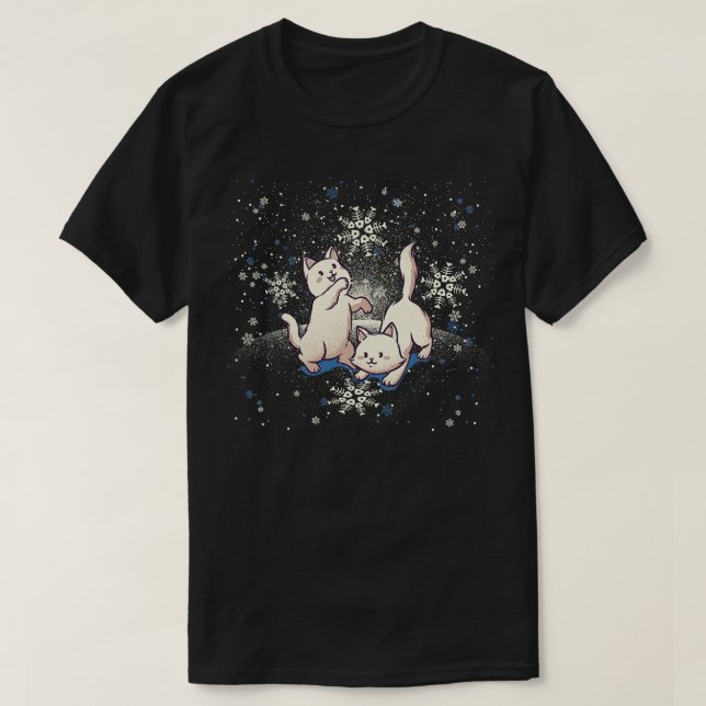 T-shirt Chats jouant avec des flocons de neige par Tobe Fo (Design devant)