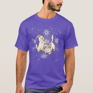 T-shirt Chats Jouer avec des flocons de neige Xmas Douleur