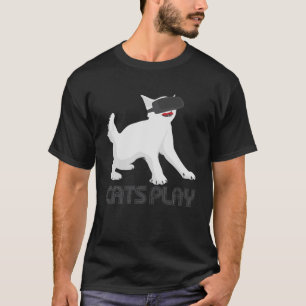 T-shirt Chats Jouer I Drôle Chat Kitten Gamer Jeu VR Heads