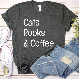 T-shirt Chats Livres et Café / Chats Lover maman noire